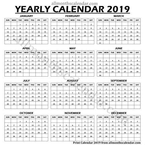 One Year Small Calendar 2020 Template Horizontal Set Your Plan Year