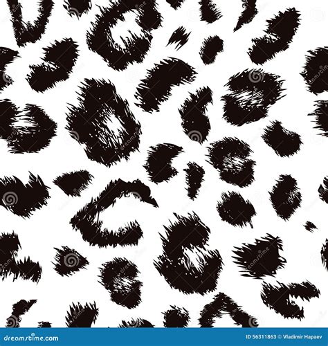 Leopard Print Seamless Background Pattern Black And White Cartoon