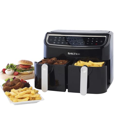Buy Salter Ek4548 Dual Air Fryer Double Drawer Non Stick Cooking Sync