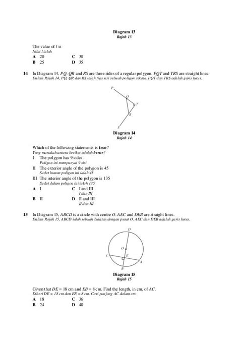 Latihan Matematik Tingkatan 3 Mengikut Bab