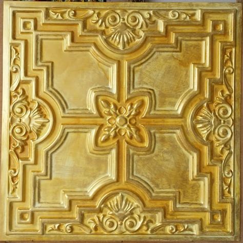 Drop In Ceiling Tiles 24x24 Faux Tin Finished Golden Color Etsy