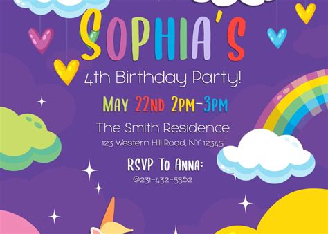 11 Magical Unicorn Birthday Invitation Templates With Colorful Pastel