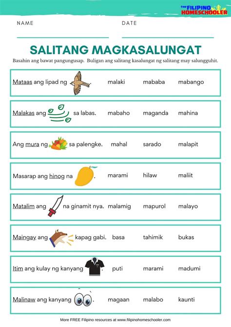 Salitang Magkasalungat Worksheets Set 1 — The Filipino Homeschooler