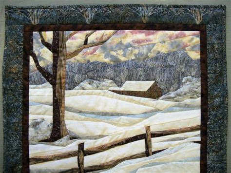 Gorgeous Fabric Art Landscape Quilted Snow Scene Wall By Serenstitches