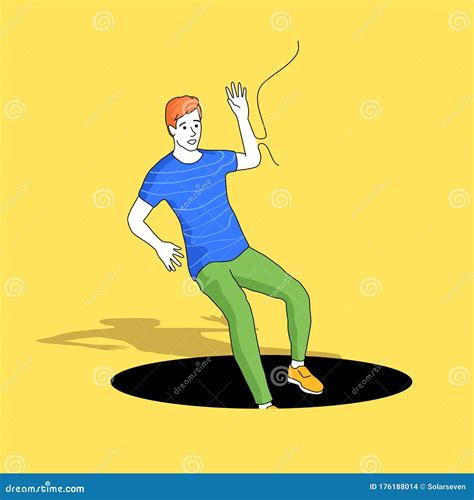 A Man Falling Into A Hole In The Ground Stock Vector Illustration Of