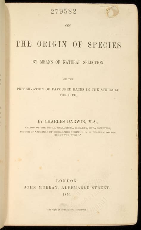 Origin Of Species Full Title