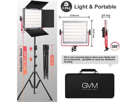 Gvm Rgb Led Video Light 50w Video Lighting Kit With App Control 1200d