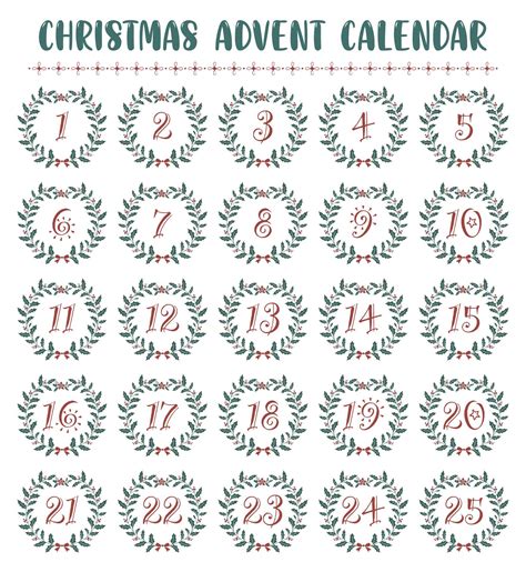 Free Advent Calendar Numbers Printable Pdf