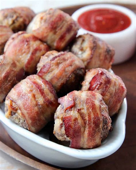 Cheesy Bacon Wrapped Meatballs WhitneyBond Com
