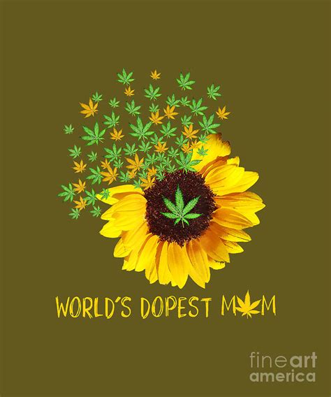 Worlds Dopest Mom Sunflower Weed Cannabis Funny Tapestry Textile By