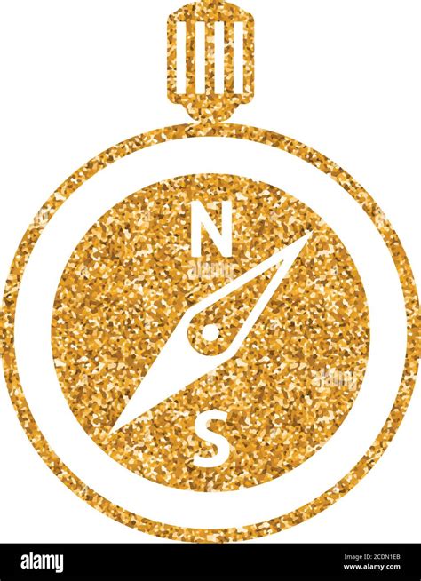 Compass Icon In Gold Glitter Texture Sparkle Luxury Style Vector