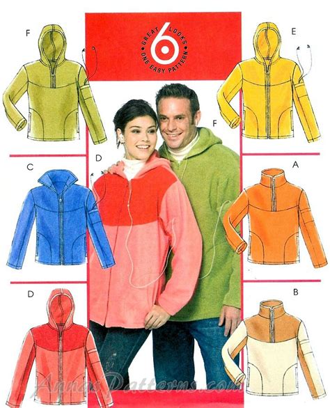 Easy Top Pullover Jackets Sewing Pattern Fleece Winter Outerwear Men