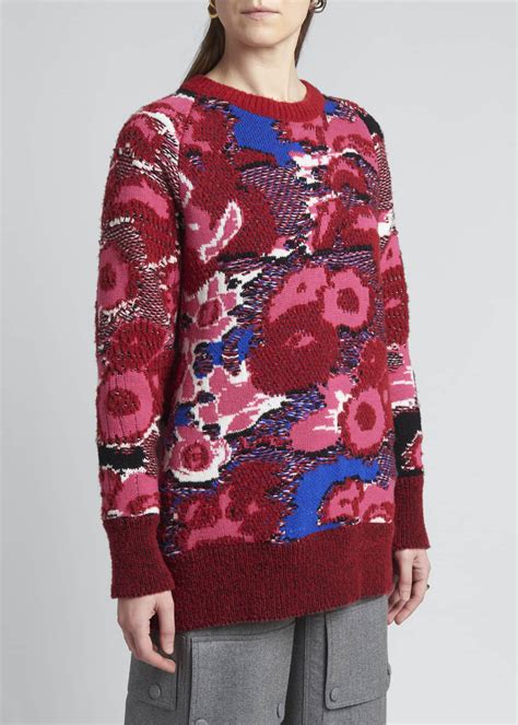 Stella Mccartney Floral Jacquard Oversized Wool Sweater Bergdorf Goodman