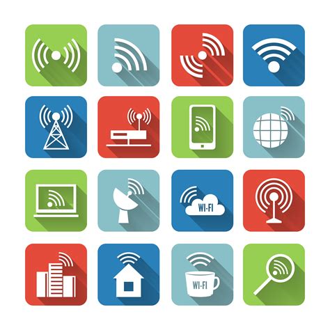 Wireless Communication Network Icons Set 436568 Vector Art At Vecteezy