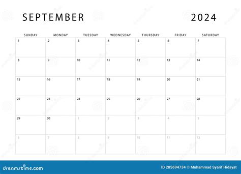 September 2024 Template Calendar 2024 Design Vector Planner Layout