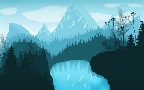 Firewatch Mountains Flatdesign Water Blue Cyan Wallpaper Resolution