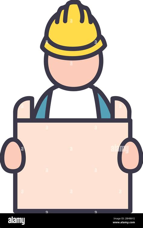 Constructer Man With Helmet Fill Style Icon Design Of Construction