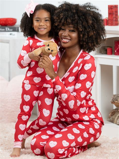 Mommy And Me Matching Pajamas Heart Print Pajama Set Mia Belle Girls