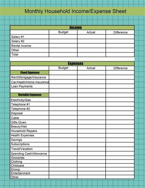 Spreadsheet Income And Expenses Expense Worksheet Excel New — Db