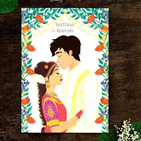 Explore our wide selection of online indian wedding cards. Dreamy South-Indian Wedding Card Kimoya Cards in 2020 | Indian wedding cards, Indian wedding ...