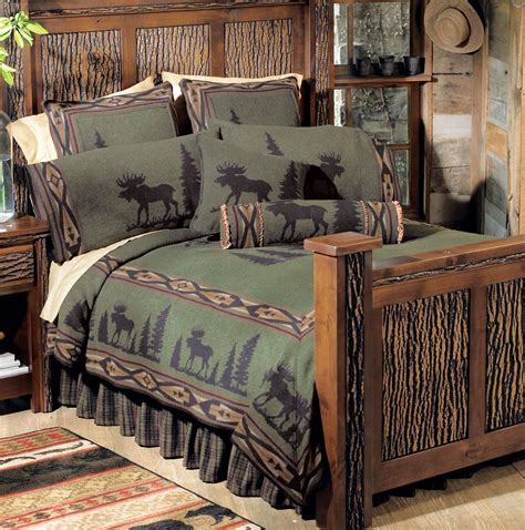 Moose I Bedspread Queen Rustic Bedding Rustic Style Bedroom