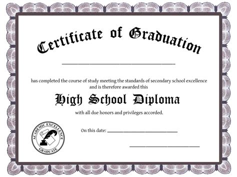 Blank Fake High School Diploma