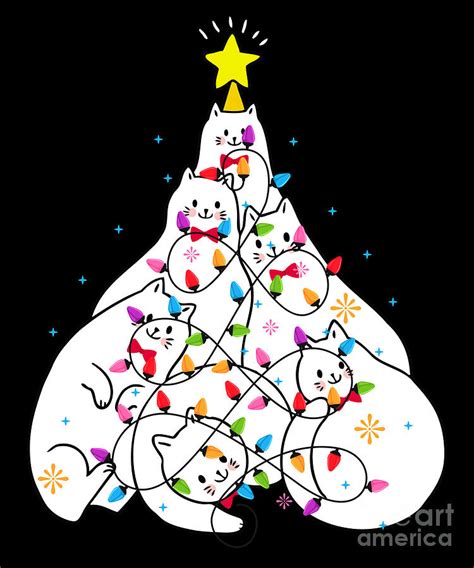 Christmas Tree Cat Christmas Pet Cat Lover T Digital Art By Thomas