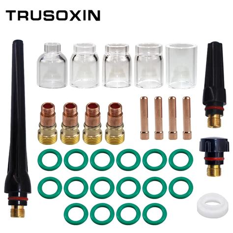TIG Stubby Gas Lens Collet Body 5 6 7 8 10 Pyrex Cup Kit For DB SR