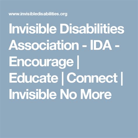 Invisible Disabilities Association Ida Encourage Educate