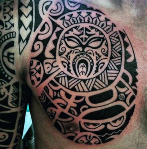 Many people prefer to get tattooed on their chest before any other body part. 50 Tribal Chest Tattoos For Men - Masculine Design Ideas