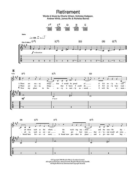 Kaiser Chiefs Retirement Sheet Music Pdf Notes Chords Rock Score Guitar Tab Download
