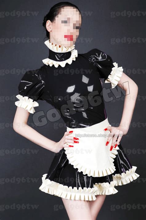 100 Latex Rubber Gummi Maid Dress 045mm Servant Gothic Catsuit
