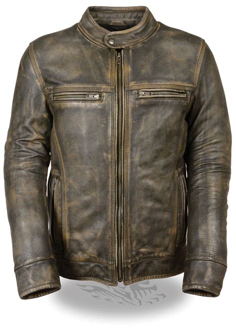 Milwaukee Leather Mens Distressed Brown Scooter Jacket Wventing