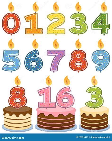 Set Of Birthday Candles Number Shapes Vector Illustration