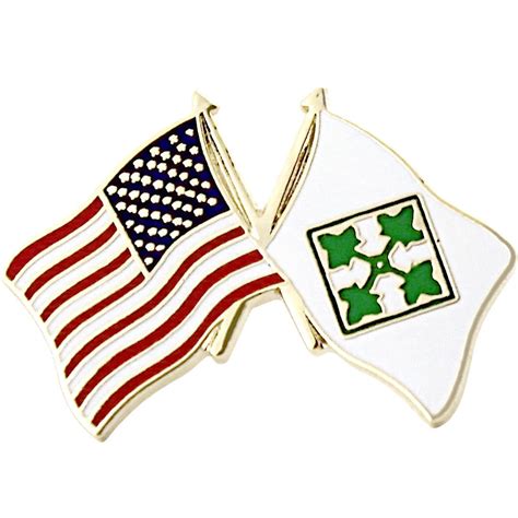 American And 4th Infantry Division Crossed Flags 1 Lapel Pin Usamm