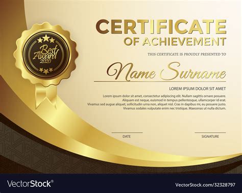 Premium Golden Black Certificate Template Design Vector Image