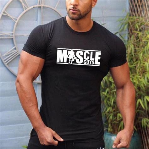 Muscleguys Fashion Mens T Shirt Fitness Leisure Short Sleeve Tops