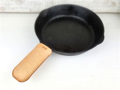 Cast iron leather cover, leather skillet handle, leather handle, leather pot cover, leather pot ...