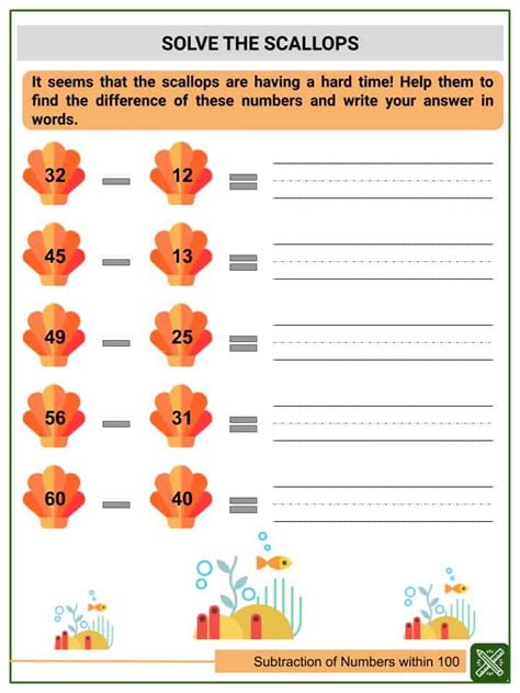 subtraction  numbers   worksheets grade  common core