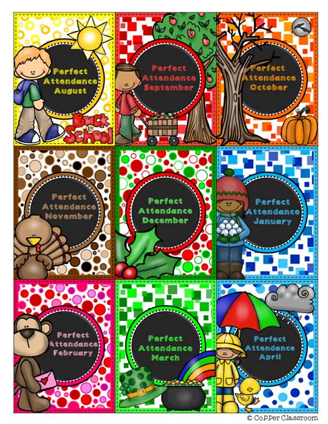 Monthly Perfect Attendance Brag Tags Perfect Attendance Brag Tags