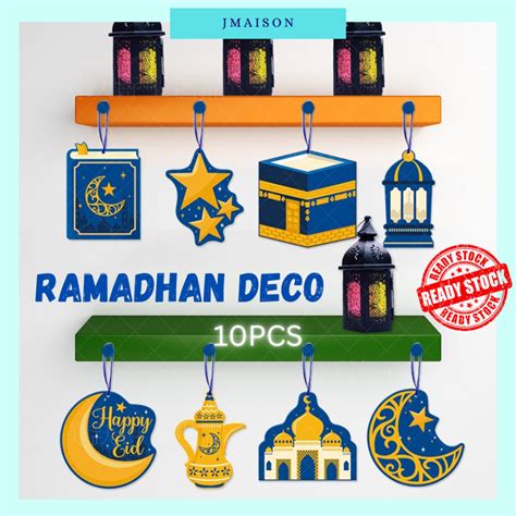 Jmaison 10pcs Hari Raya Decoration Paper Pendant Ramadan Deco Hanging