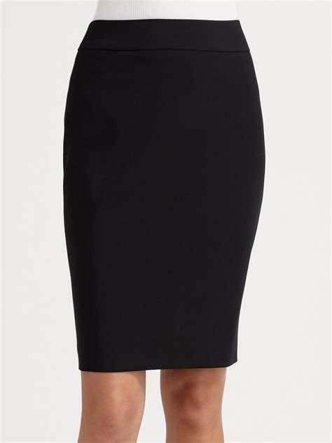 Lyst Armani Wool Pencil Skirt In Black