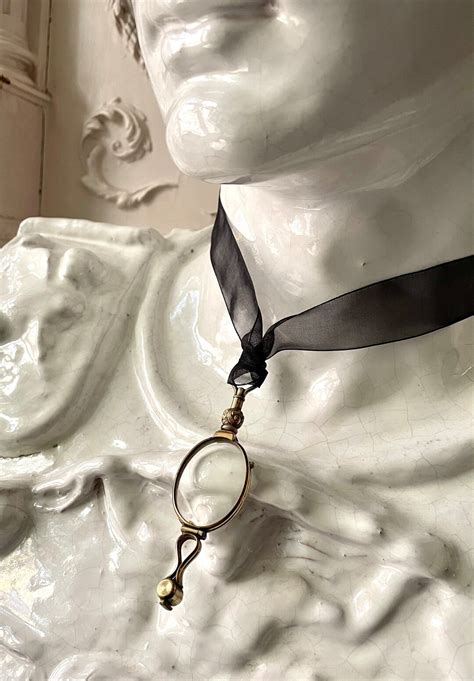 Antique Victorian Lorgnette Folding Eye Glasses Delicate Engraving Chatelaine Pendant Free