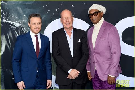 James Mcavoy Bruce Willis And Samuel L Jackson Suit Up For Glass Nyc