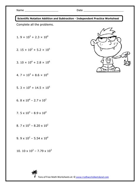 Adding And Subtracting Numbers In Scientific Notation Worksheet Pdf