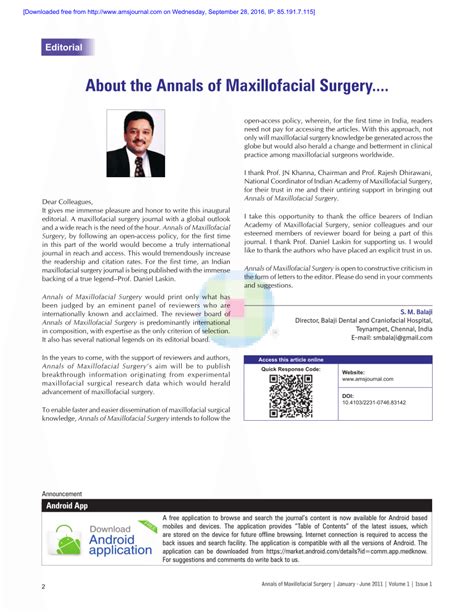 Pdf About The Annals Of Maxillofacial Surgery
