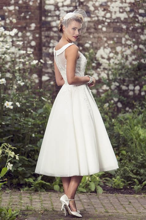 Dolly Tea Length 1950s Audrey Hepburn Style Wedding Dress Brighton Belle