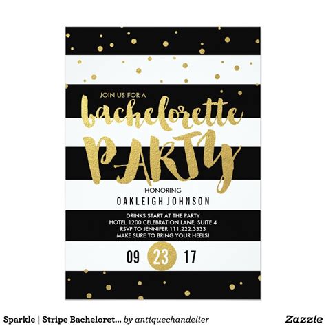 Sparkle Stripe Bachelorette Party Invitation Sparkle Bachelorette Party Bachelorette Party