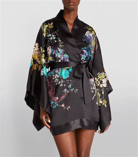 Womens Meng Black Silk Short Kimono Harrods Uk