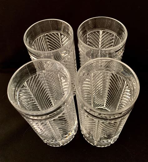 Set Of 4 Ralph Lauren Herringbone 6 1 4 Highball Glasses Tumblers Ebay